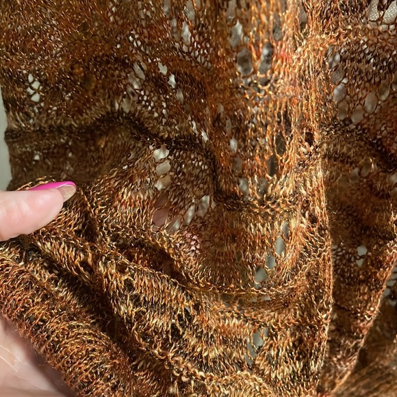 CATHERINES NWT CROCHET lightweight knit layering sweater cowl neck 1X rusty - Picture 6 of 12